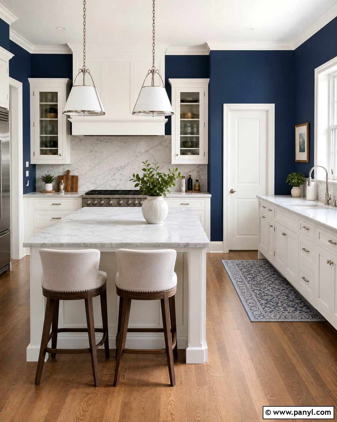 Navy Blue Kitchen Walls With Marble Counters - 30 navy blue kitchen walls