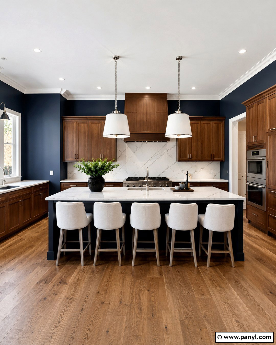 Navy Blue Kitchen Walls With Medium Brown Cabinets - 20 Blue Kitchen Walls With Brown Cabinets
