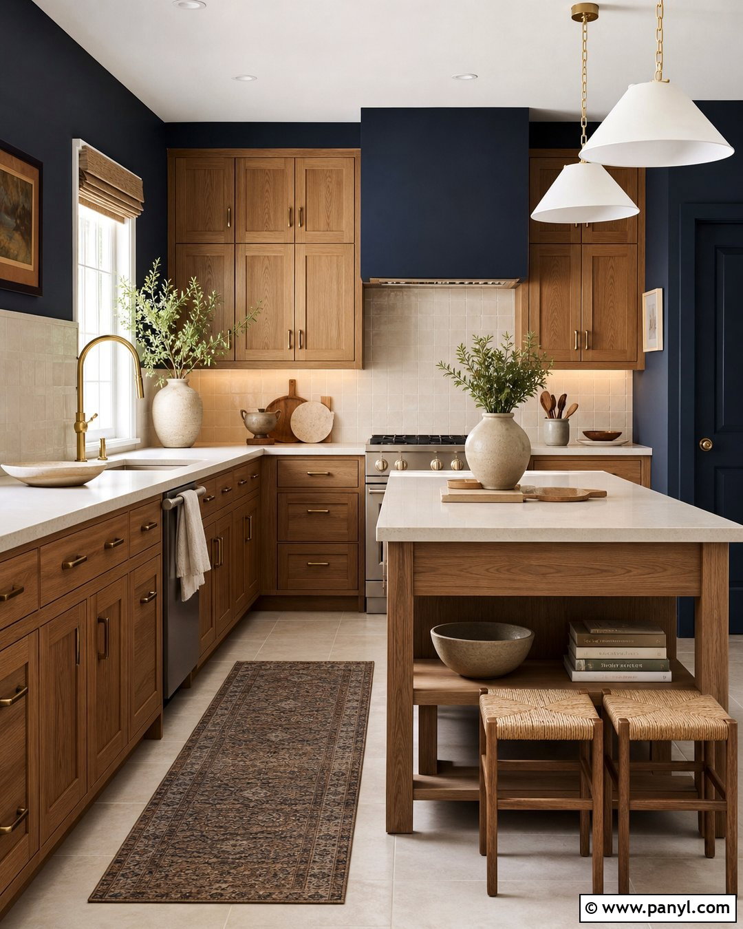 Navy Blue Kitchen Walls With Oak Cabinets - 45 blue kitchen walls