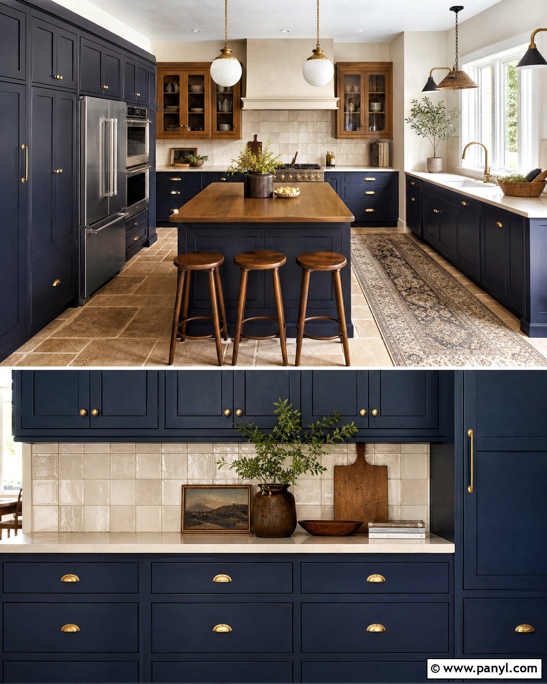 Navy Blue Kitchen Walls With Oak Cabinets - 20 dark kitchen walls