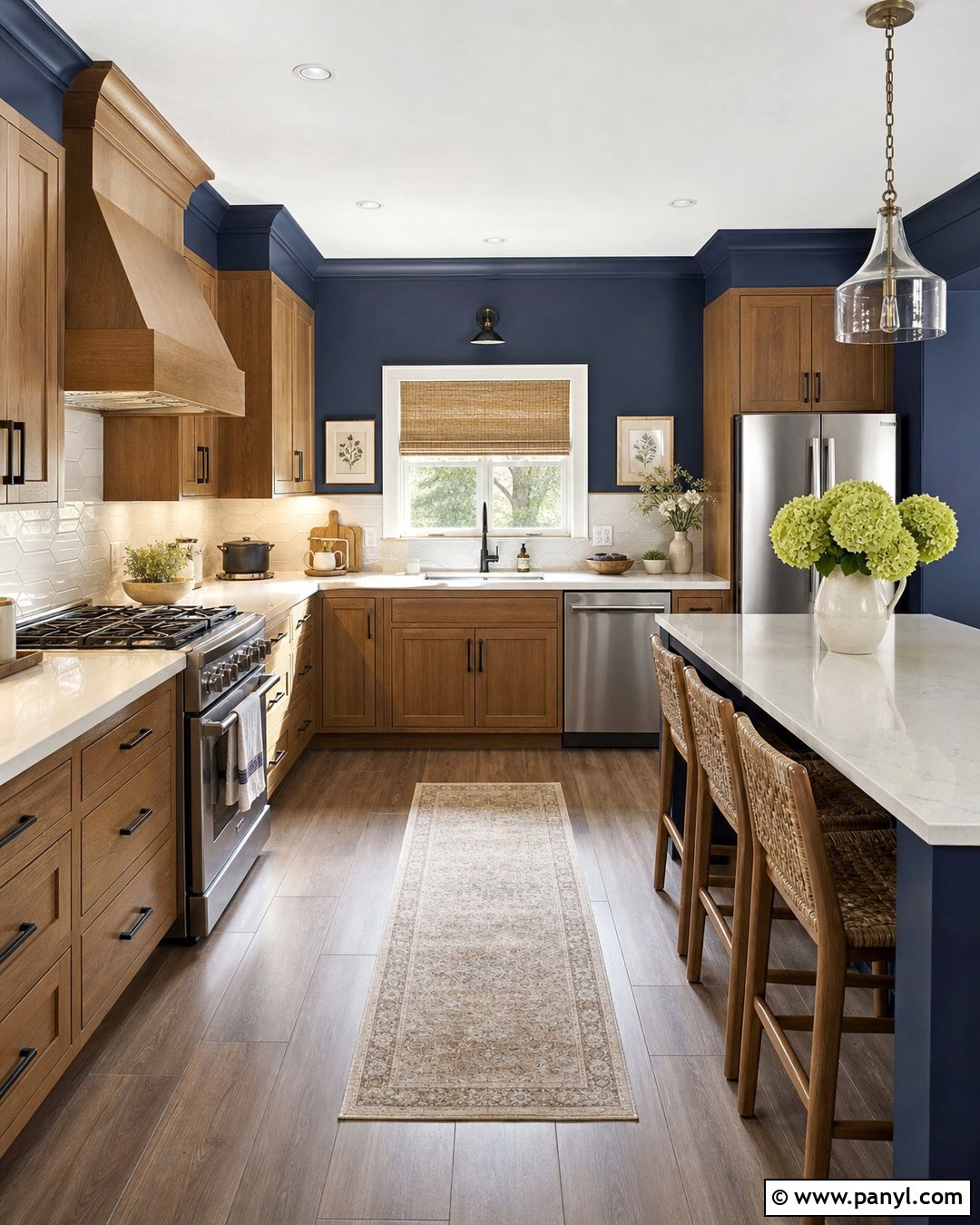Navy Blue Kitchen Walls With Oak Cabinets - 30 navy blue kitchen walls