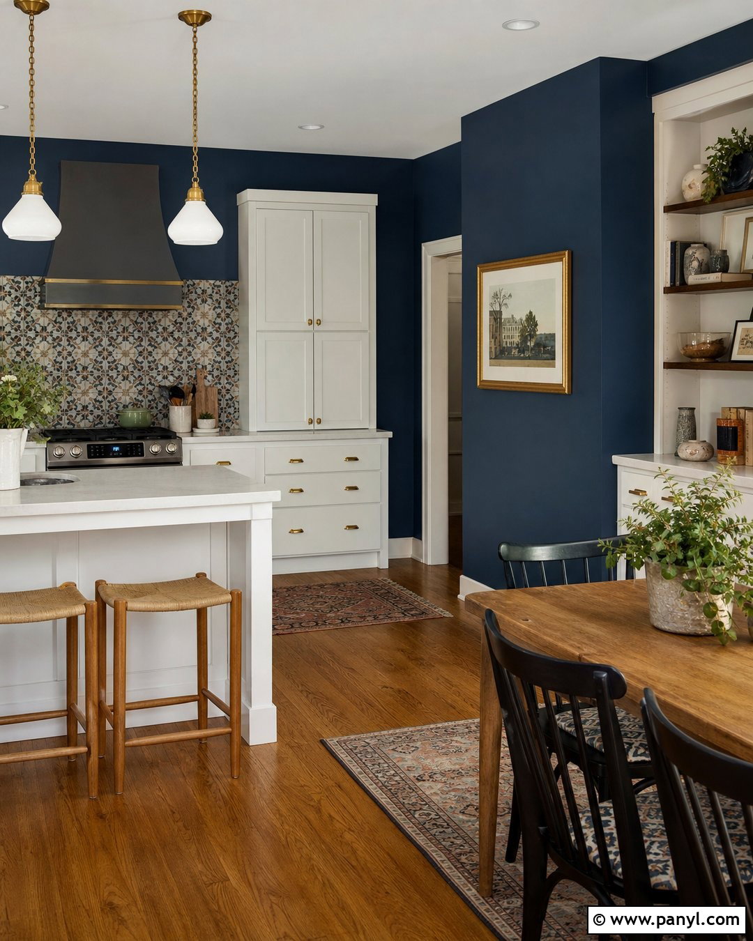 Navy Blue Kitchen Walls With Patterned Tile - 30 navy blue kitchen walls