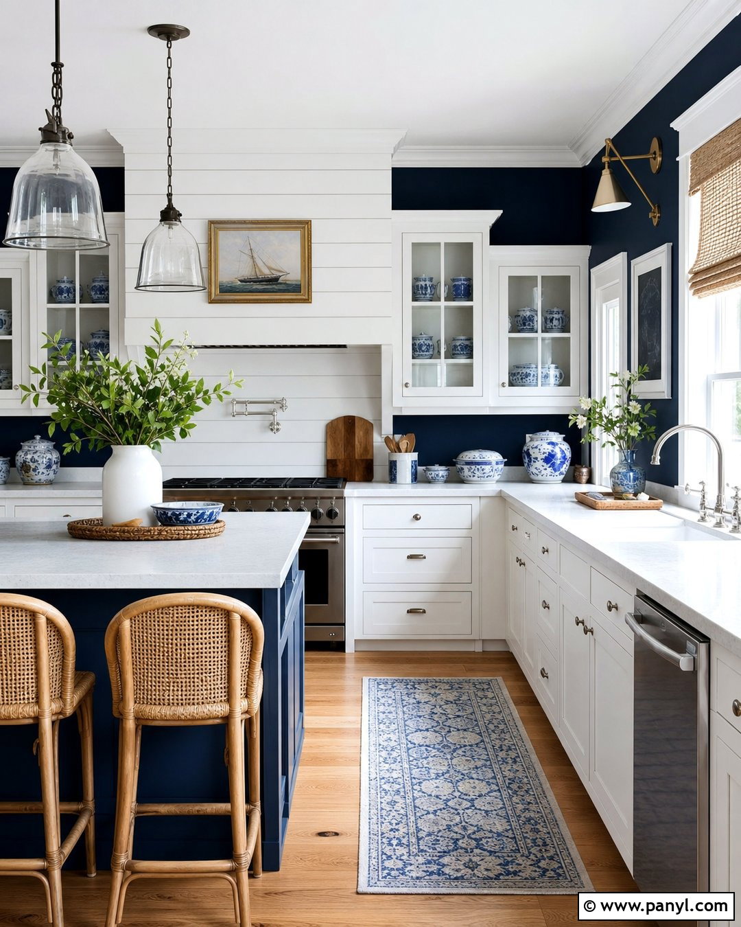 Navy Blue Kitchen Walls With White Shiplap - 30 navy blue kitchen walls