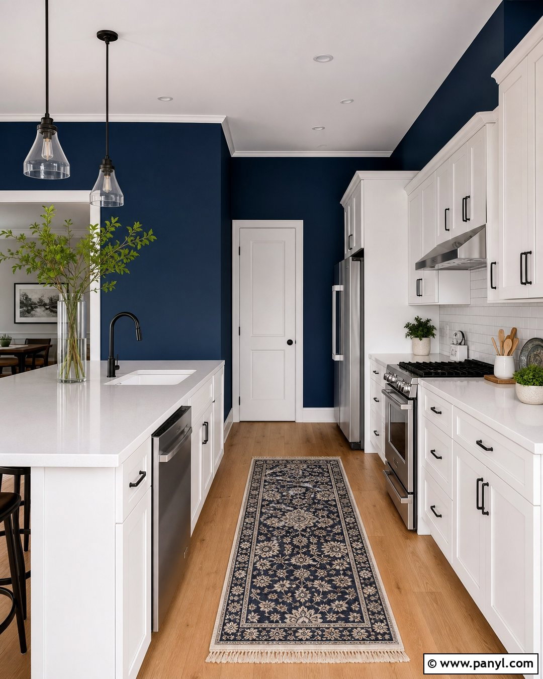 Navy Blue Kitchen Walls With White Subway Tile - 30 navy blue kitchen walls