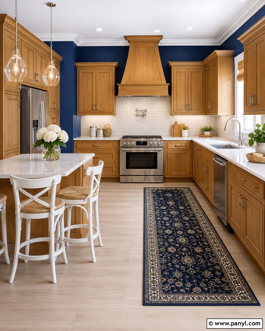 Navy Blue Kitchen Walls - 20 Kitchen Wall Colours With Oak Cabinets