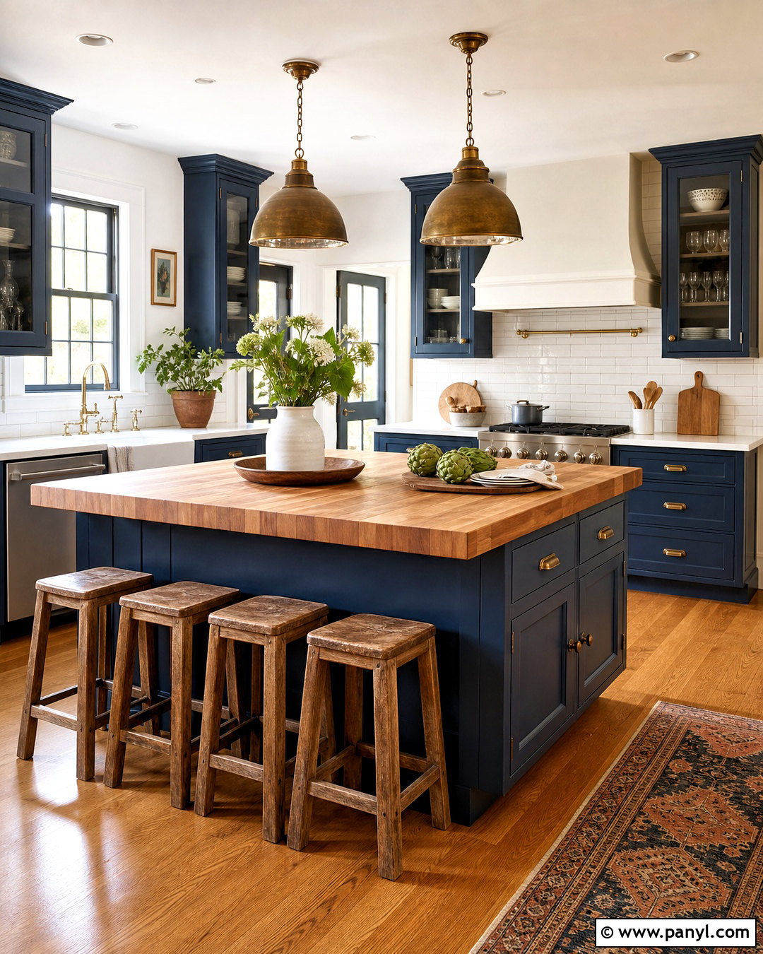 Navy Blue Kitchen With Butcher Block - 20 navy blue kitchen ideas