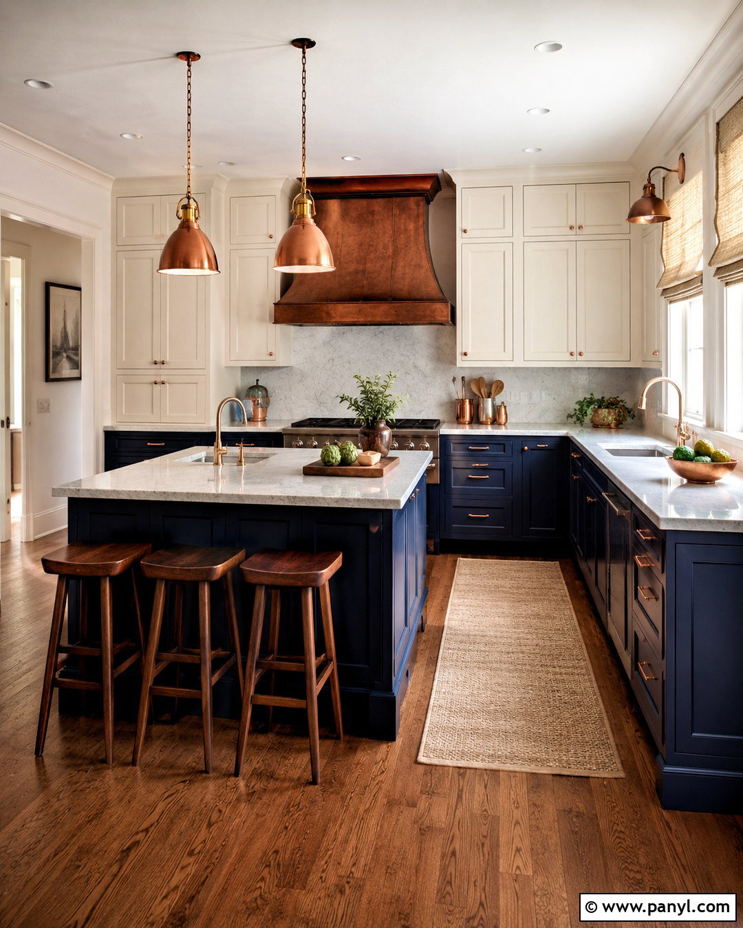 Navy Blue Kitchen With Copper Accents - 20 navy blue kitchen decor ideas