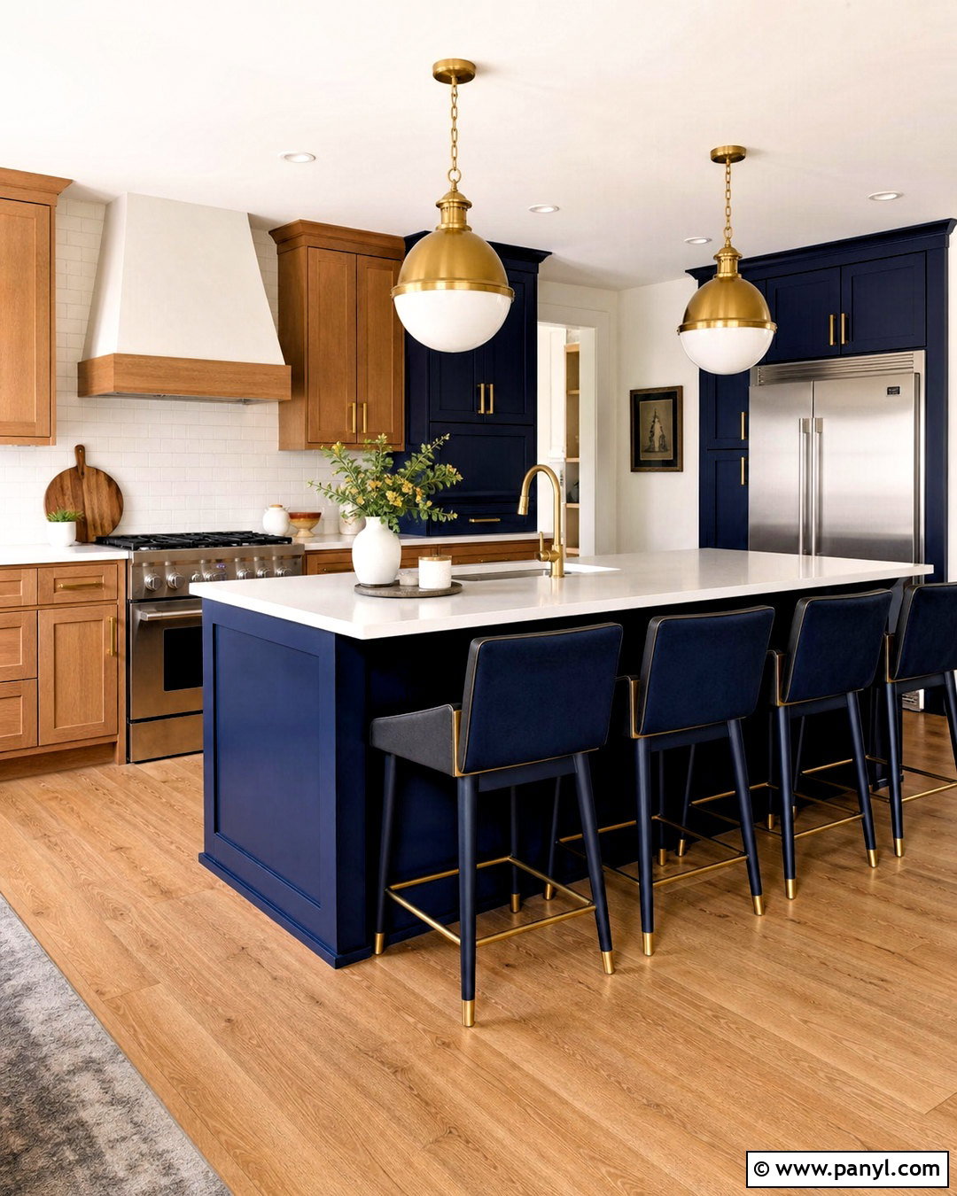 Navy Blue Kitchen With Oak Cabinets - 20 kitchen color schemes with oak cabinets