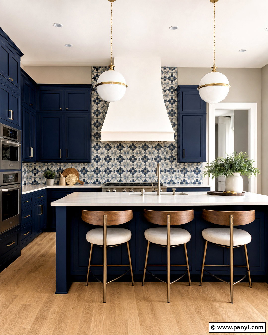 Navy Blue Kitchen With Patterned Tile - 20 navy blue kitchen ideas