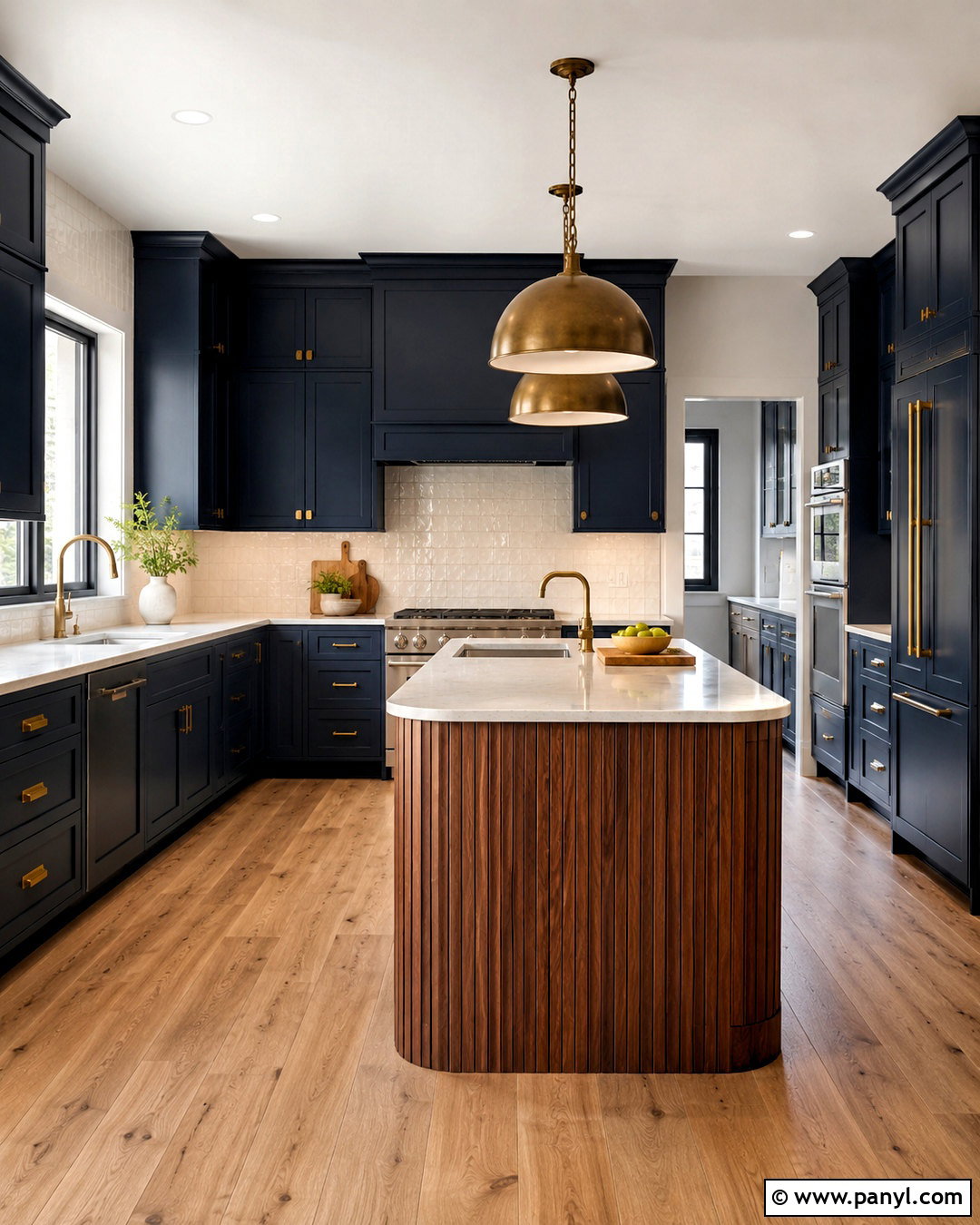 Navy Blue Kitchen With Walnut Island - 20 navy blue interior design ideas