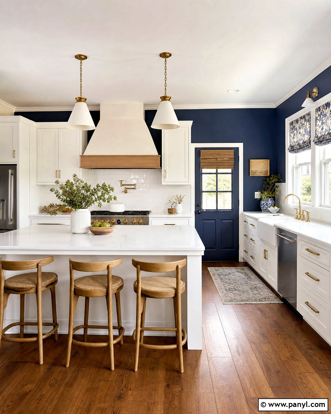 Navy Blue Kitchen With White Cabinets - 20 navy blue wall paint ideas