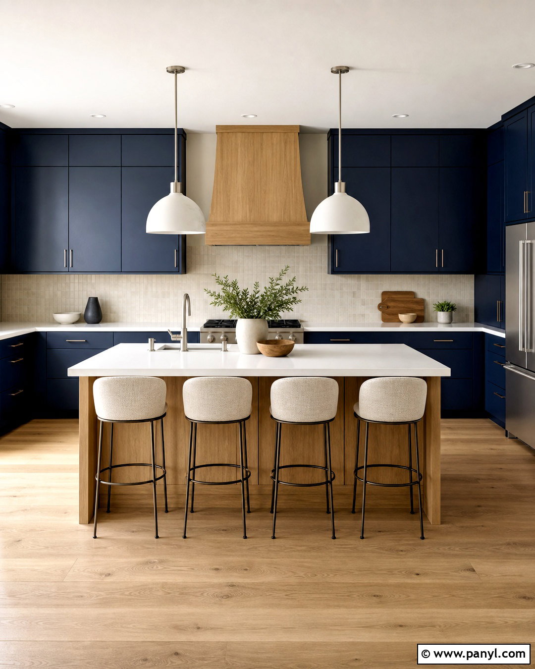 Navy Blue Kitchen With White Oak - 20 navy blue kitchen ideas