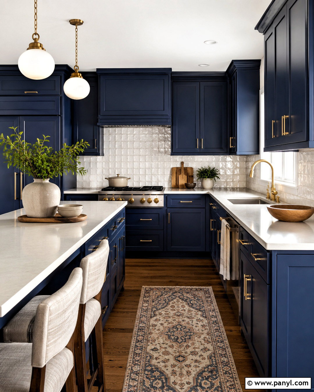 Navy Blue Kitchen With Zellige Tile - 20 navy blue kitchen decor ideas