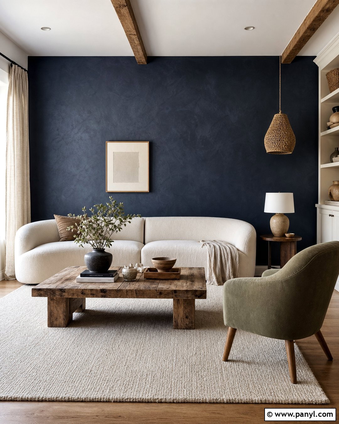 Navy Blue Limewash Accent Wall - 35 Navy Blue Accent Wall Ideas