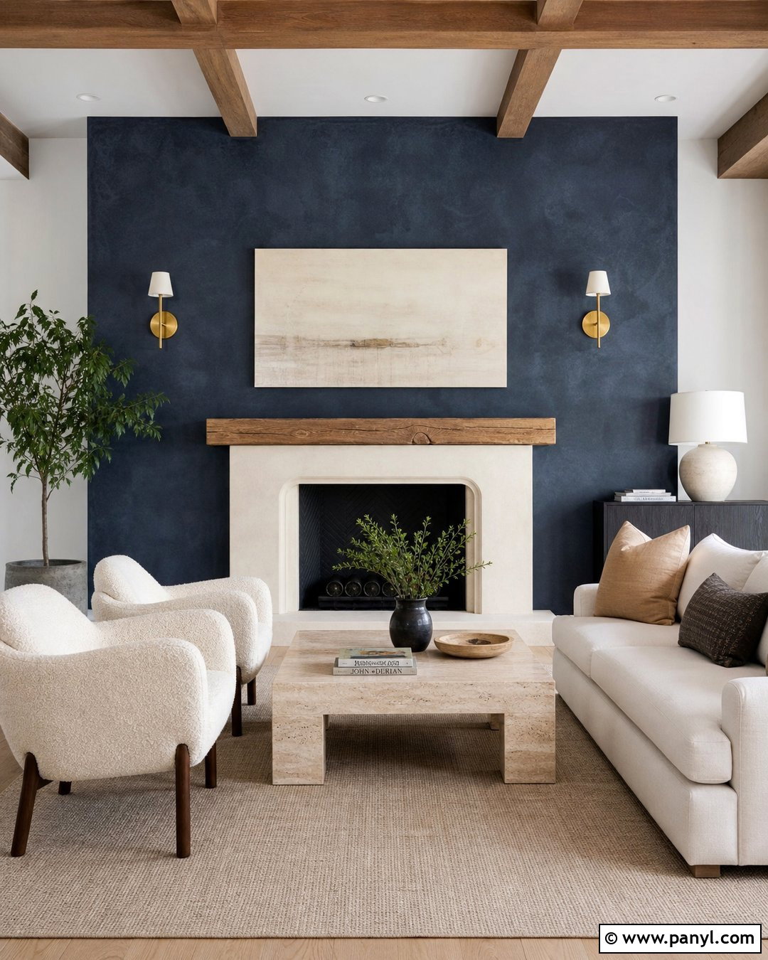 Navy Blue Limewash Fireplace Wall - 25 Navy Blue Fireplace Wall Ideas