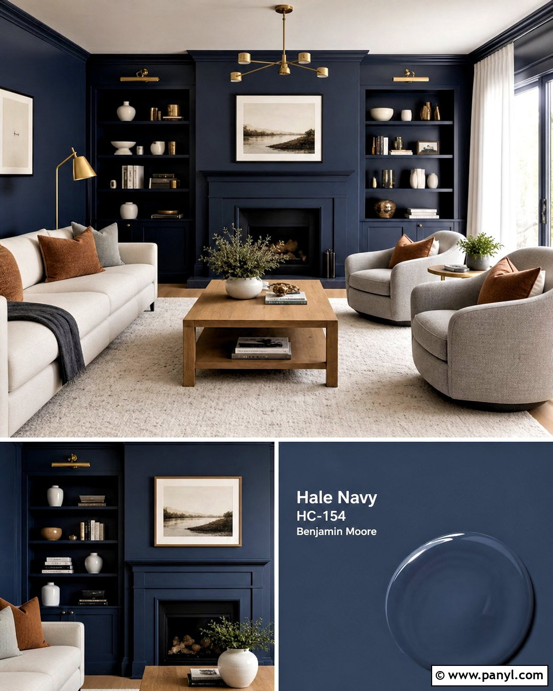 Navy Blue Living Room - 20 modern living room paint color ideas