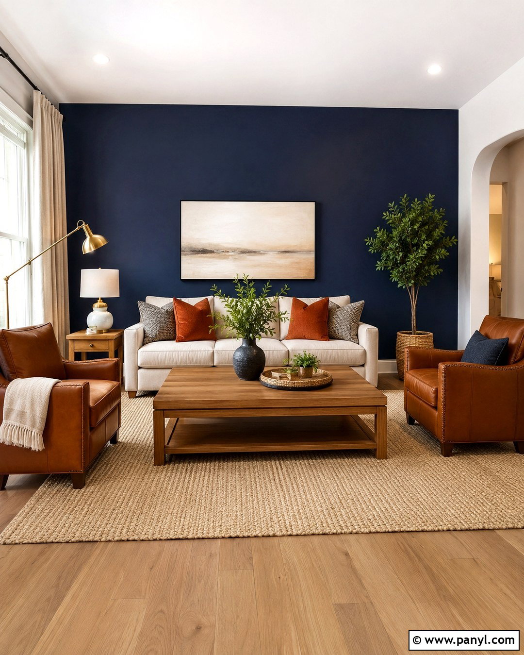 Navy Blue Living Room Accent Wall - 20 Pop Of Color Wall Paint Ideas
