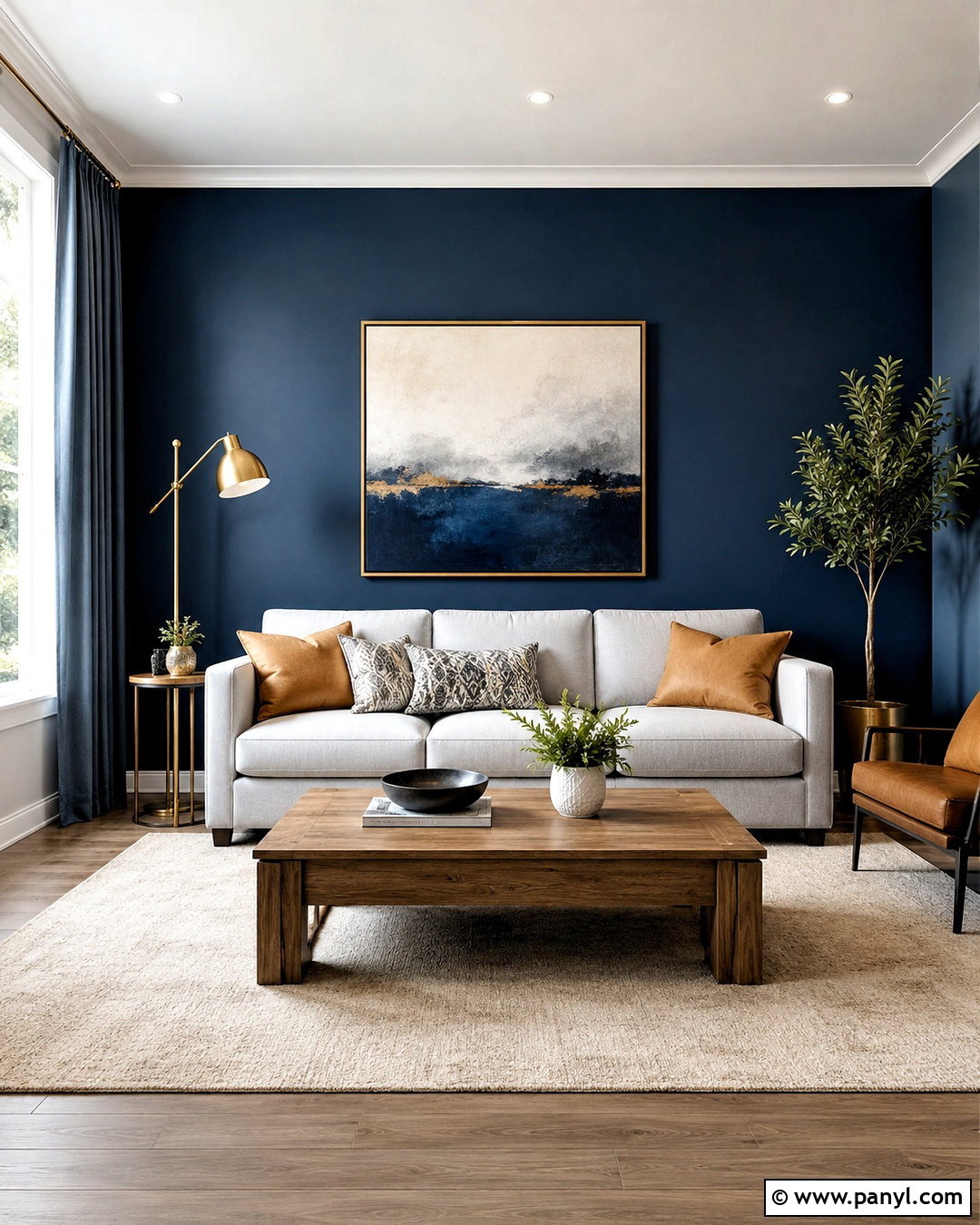 Navy Blue Living Room Accent Wall - 20 cool tone accent wall ideas