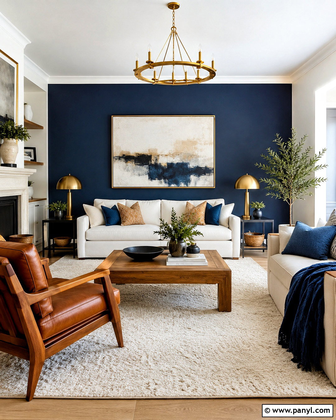 Navy Blue Living Room Accent Wall - 20 paint living room ideas accent walls