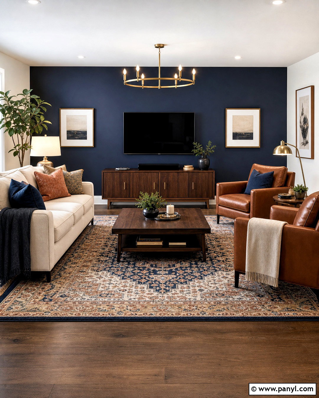 Navy Blue Living Room Accent Wall - 20 room wall painting ideas