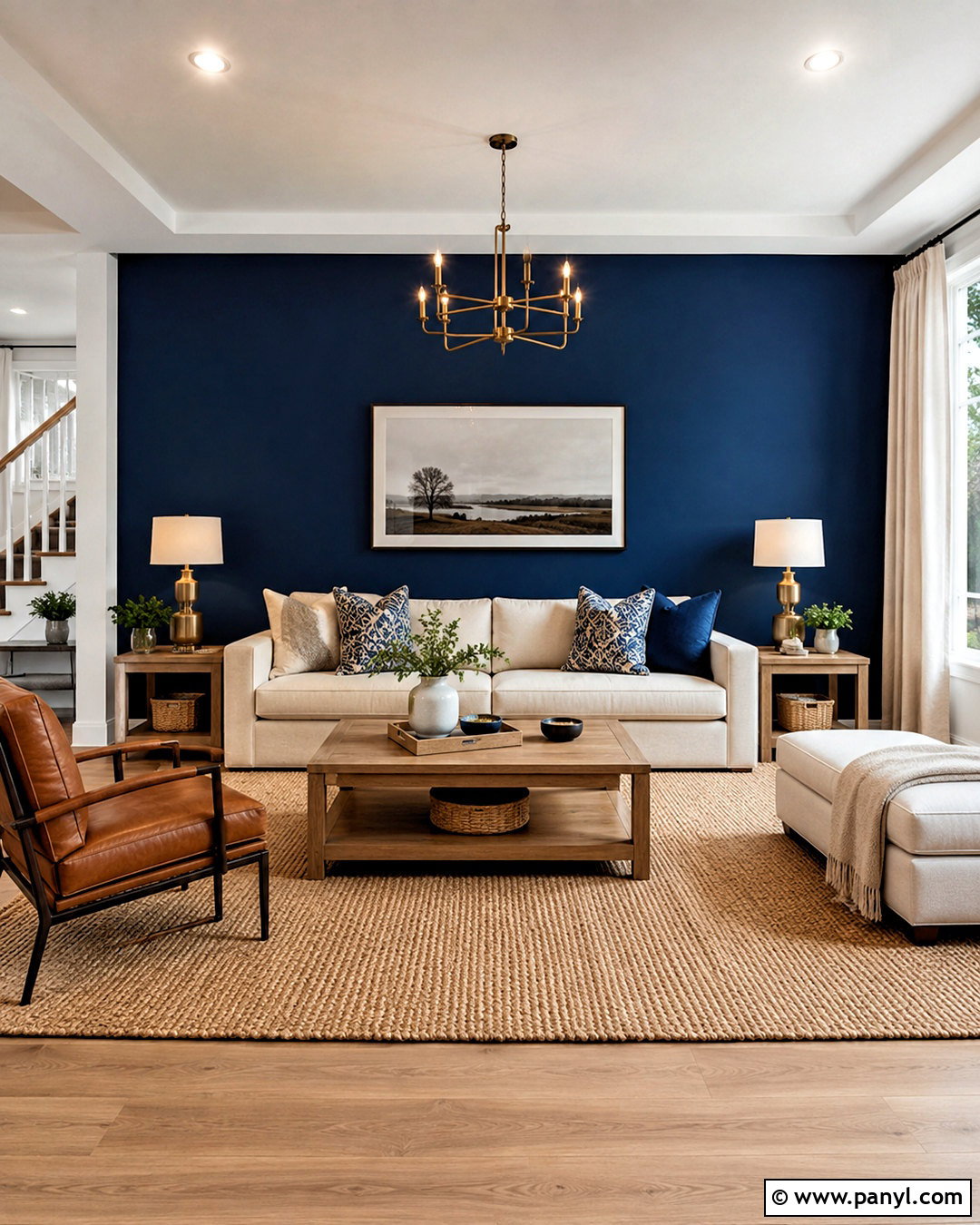 Navy Blue Living Room Accent Wall - 40 Blue Accent Wall Ideas