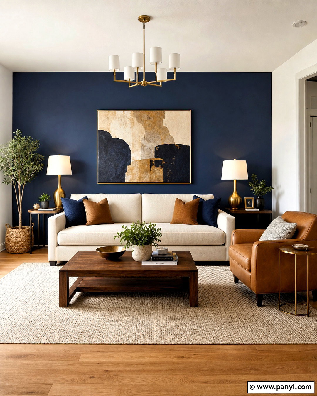 Navy Blue Living Room Accent Wall - 20 accent color walls in living room ideas