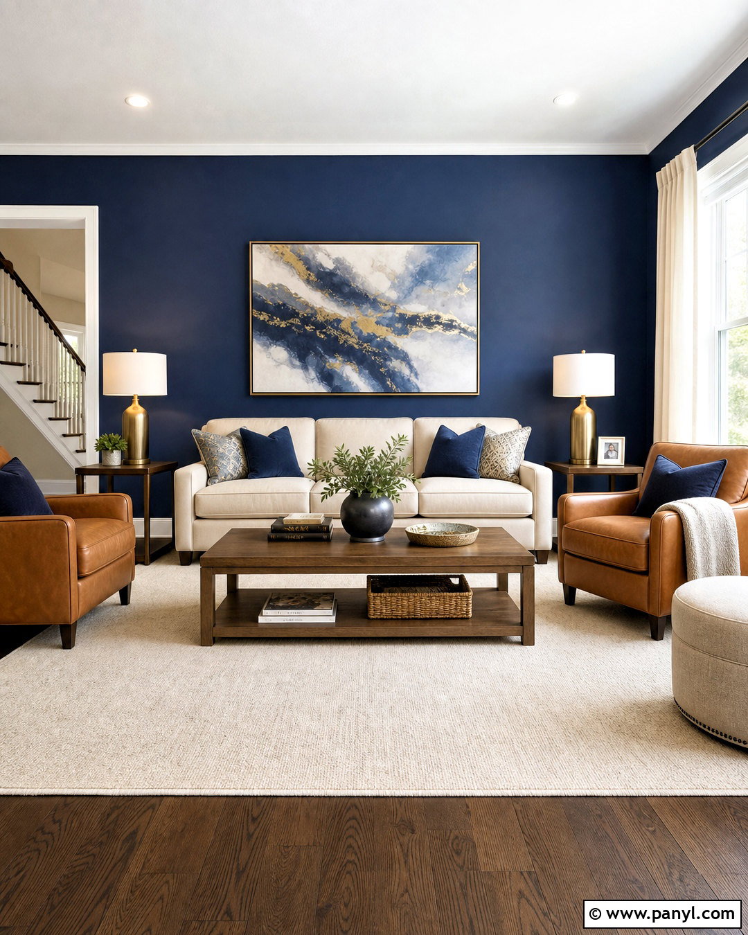 Navy Blue Living Room Accent Wall - 20 blue wall painting ideas