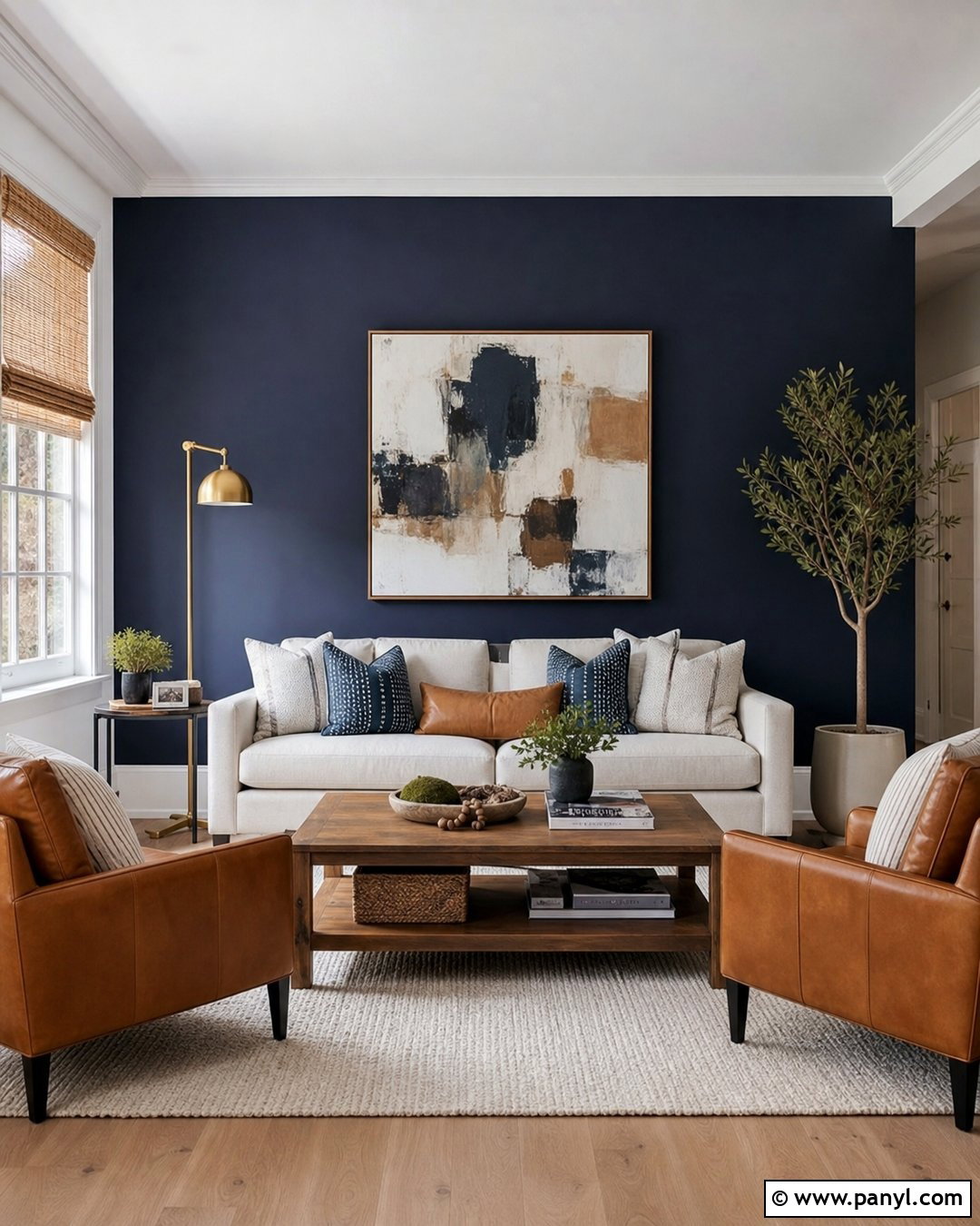 Navy Blue Living Room Feature Wall - 35 blue feature wall ideas