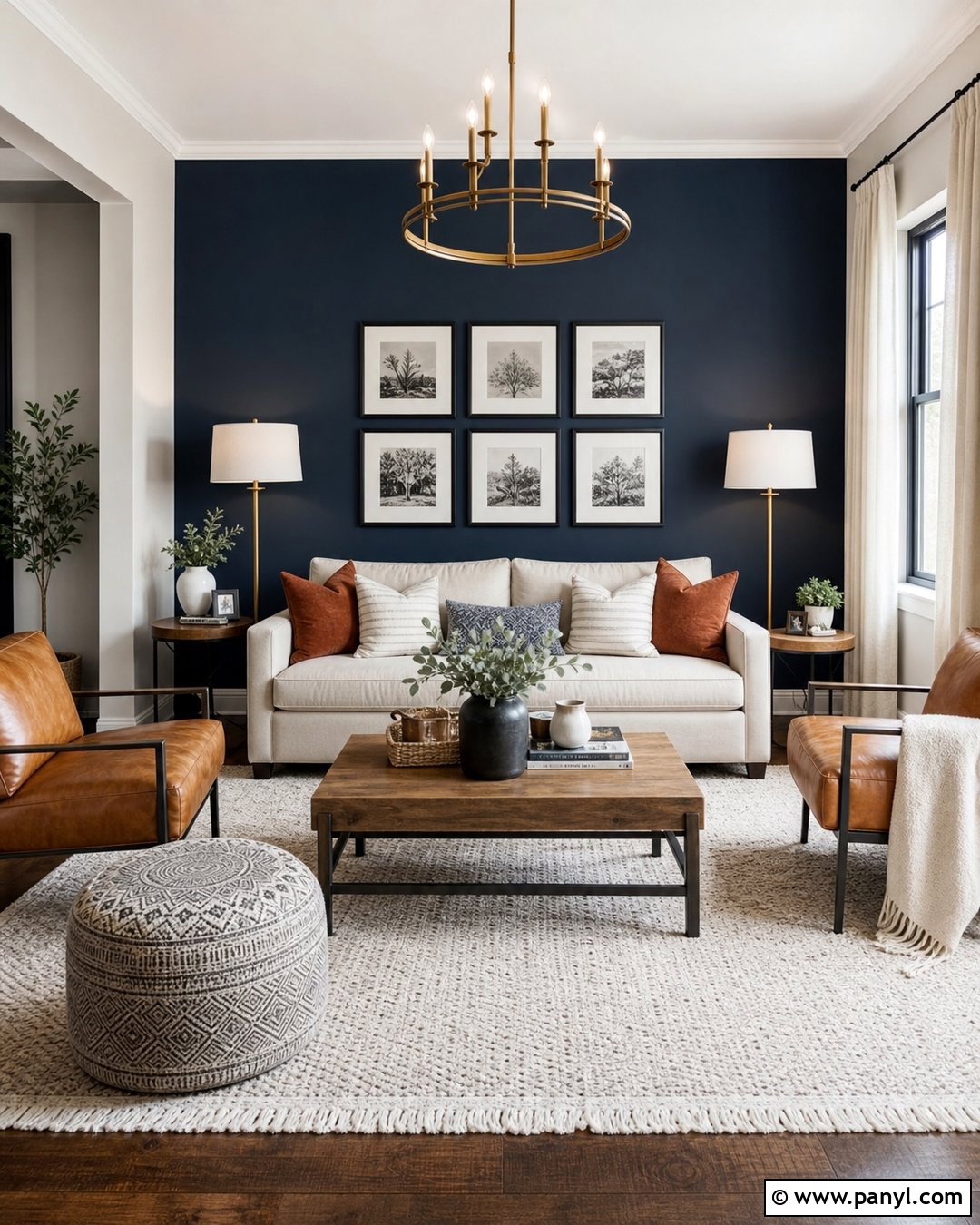 Navy Blue Living Room Feature Wall - 30 Feature Wall Paint Ideas