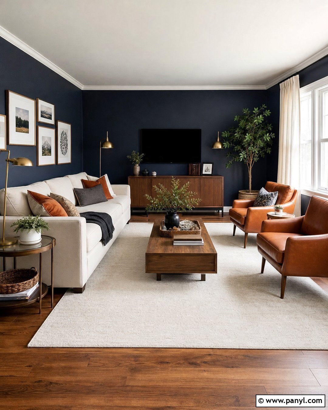 Navy Blue Living Room Wall - 30 blue wall interior ideas