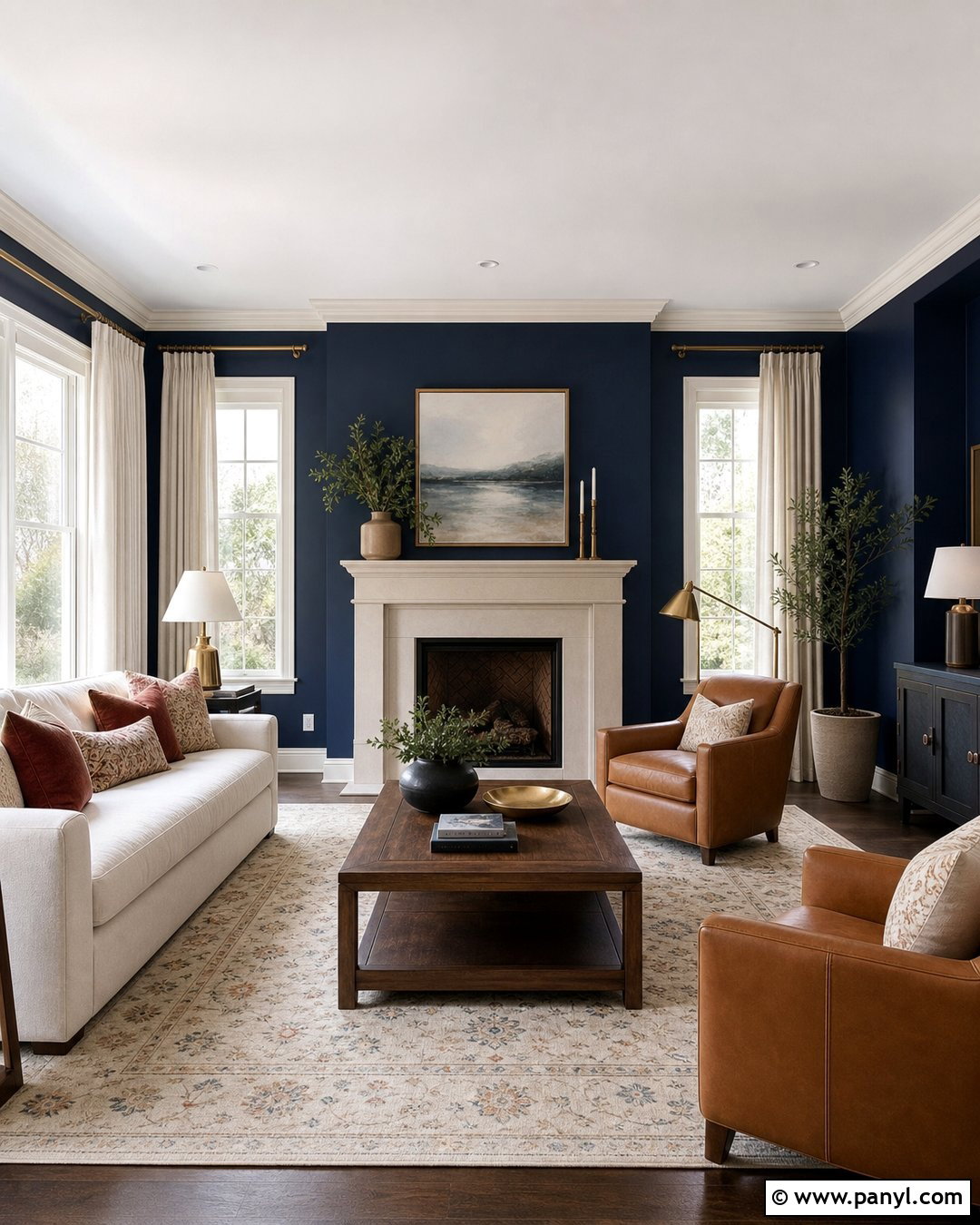 Navy Blue Living Room Walls - 35 Best Wall Colors For Living Room Ideas