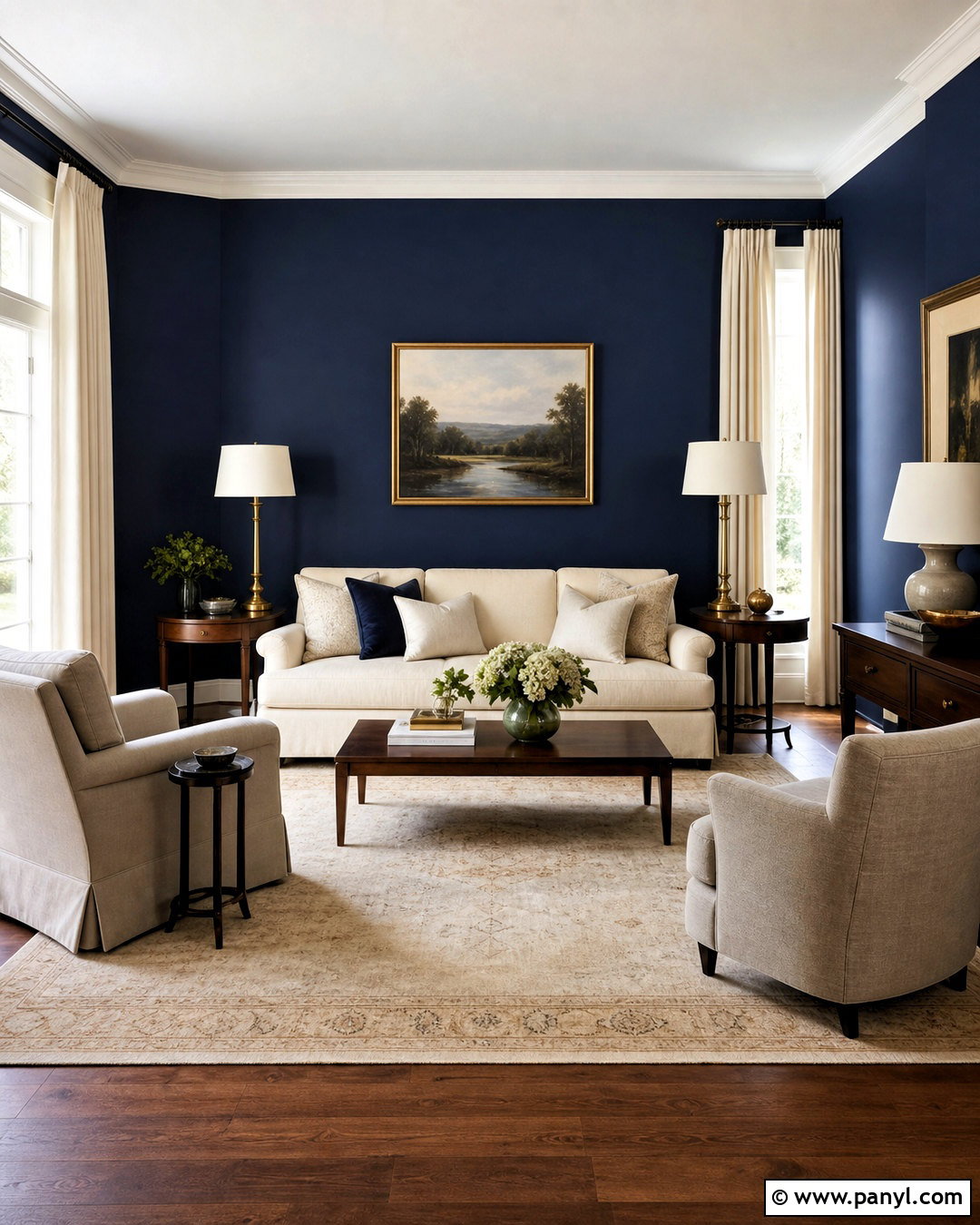 Navy Blue Living Room Walls With Cream Furniture - 20 blue living room walls