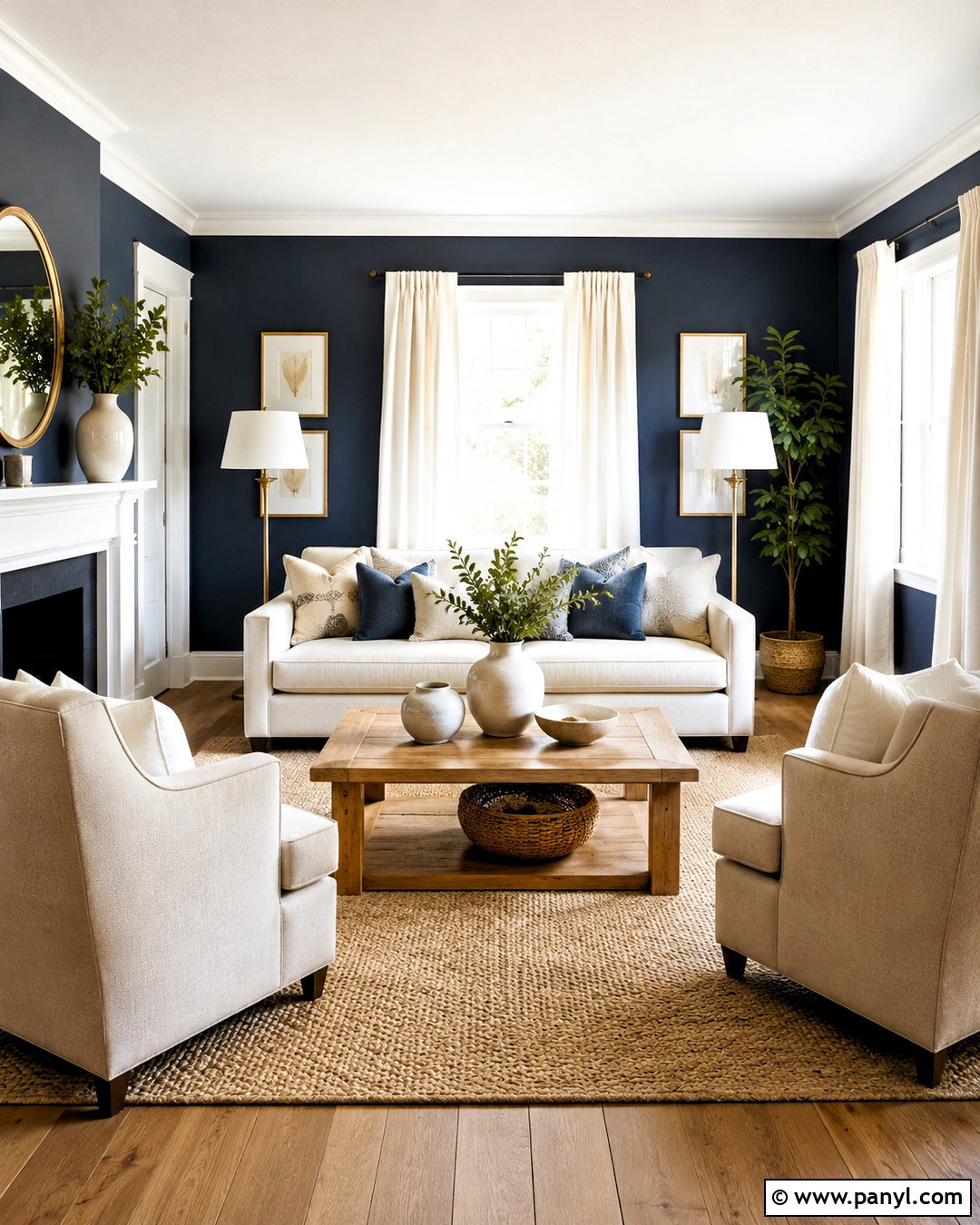 Navy Blue Living Room Walls With Cream Furniture - 40 navy blue walls