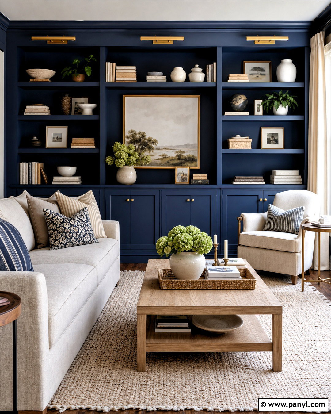 Navy Blue Living Room With Built-Ins - 20 navy blue living room decor ideas