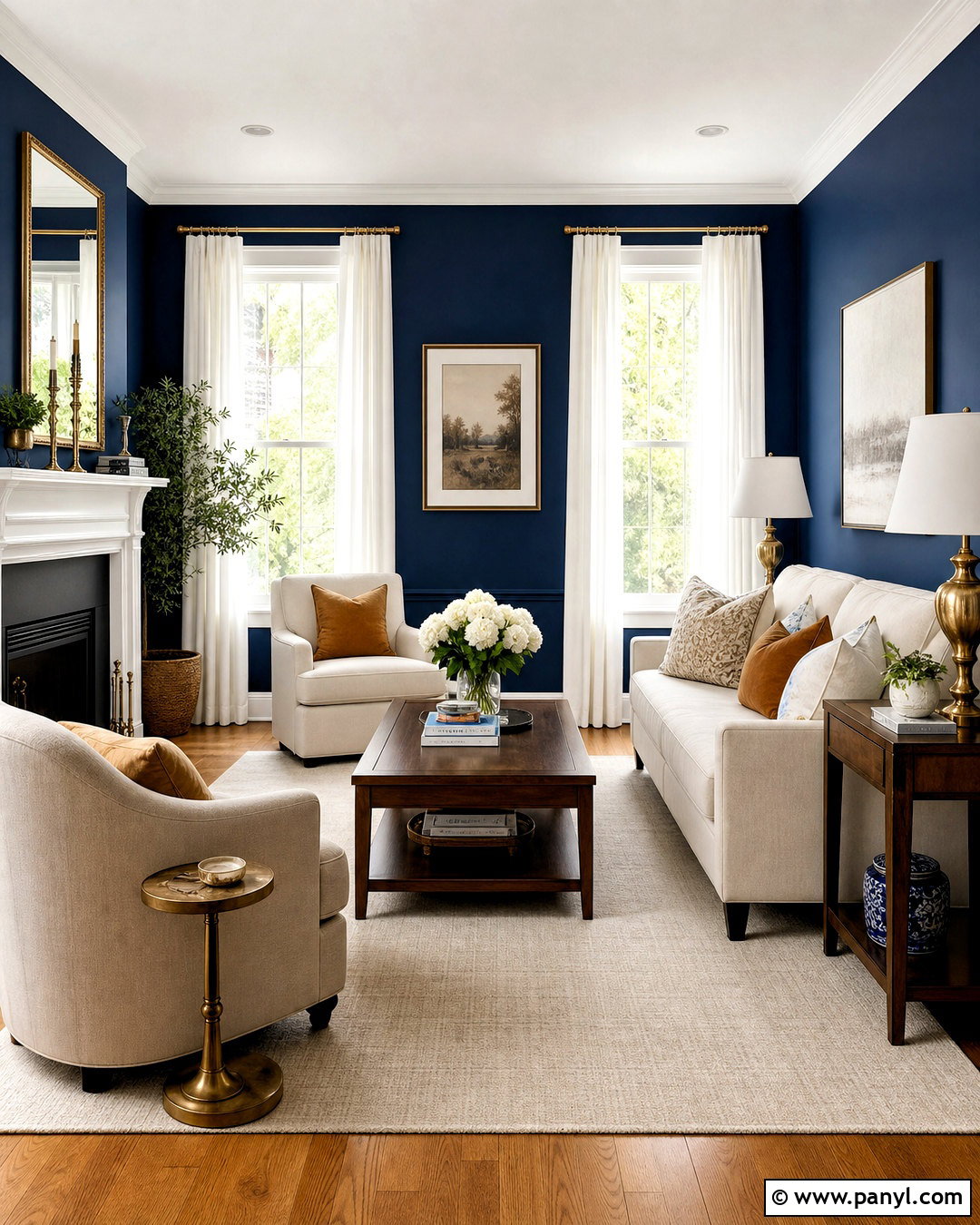 Navy Blue Living Room With Cream Furniture - 20 navy blue wall paint ideas