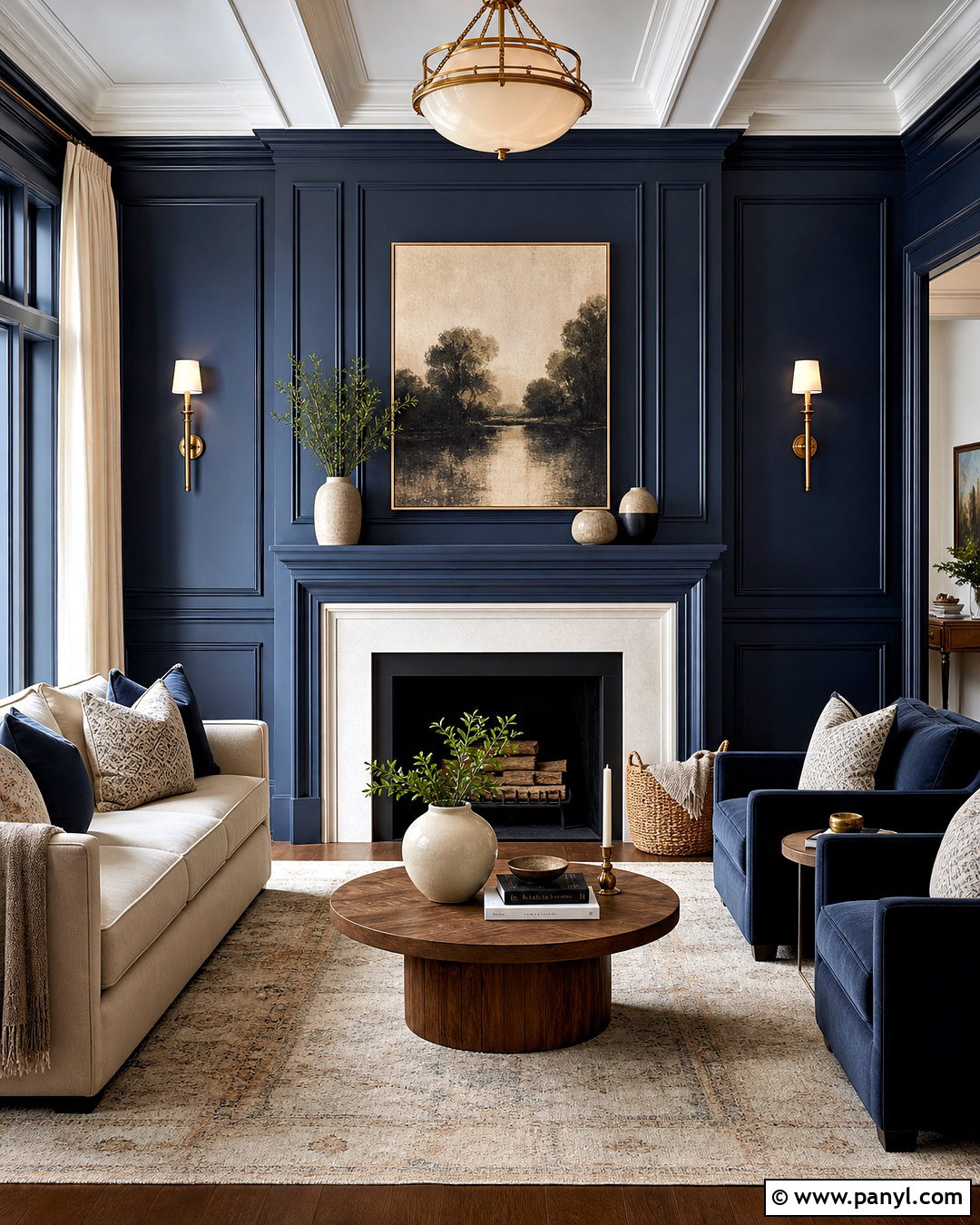Navy Blue Living Room With Fireplace - 20 navy blue living room decor ideas