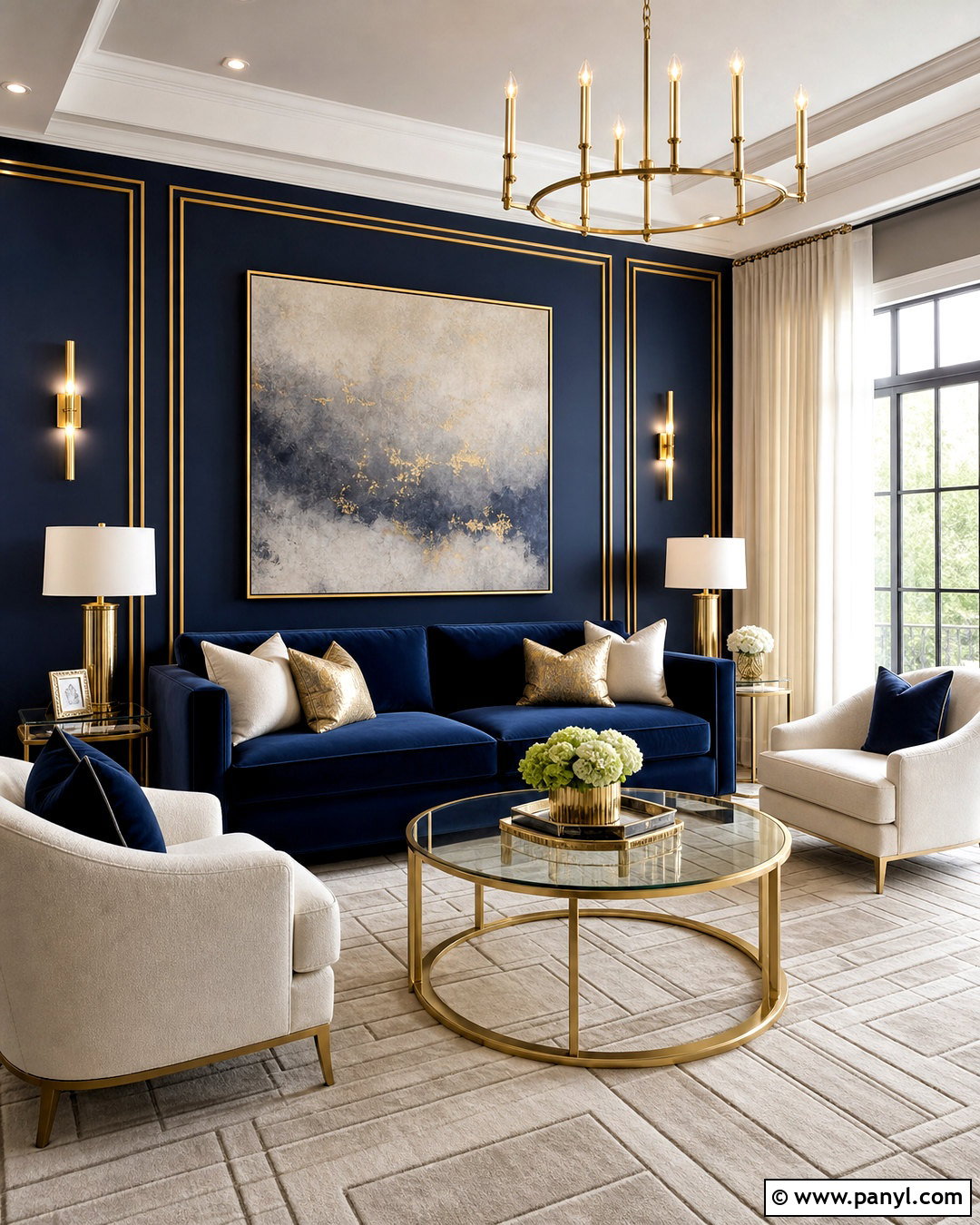 Navy Blue Living Room With Gold Accents - 20 navy blue living room decor ideas