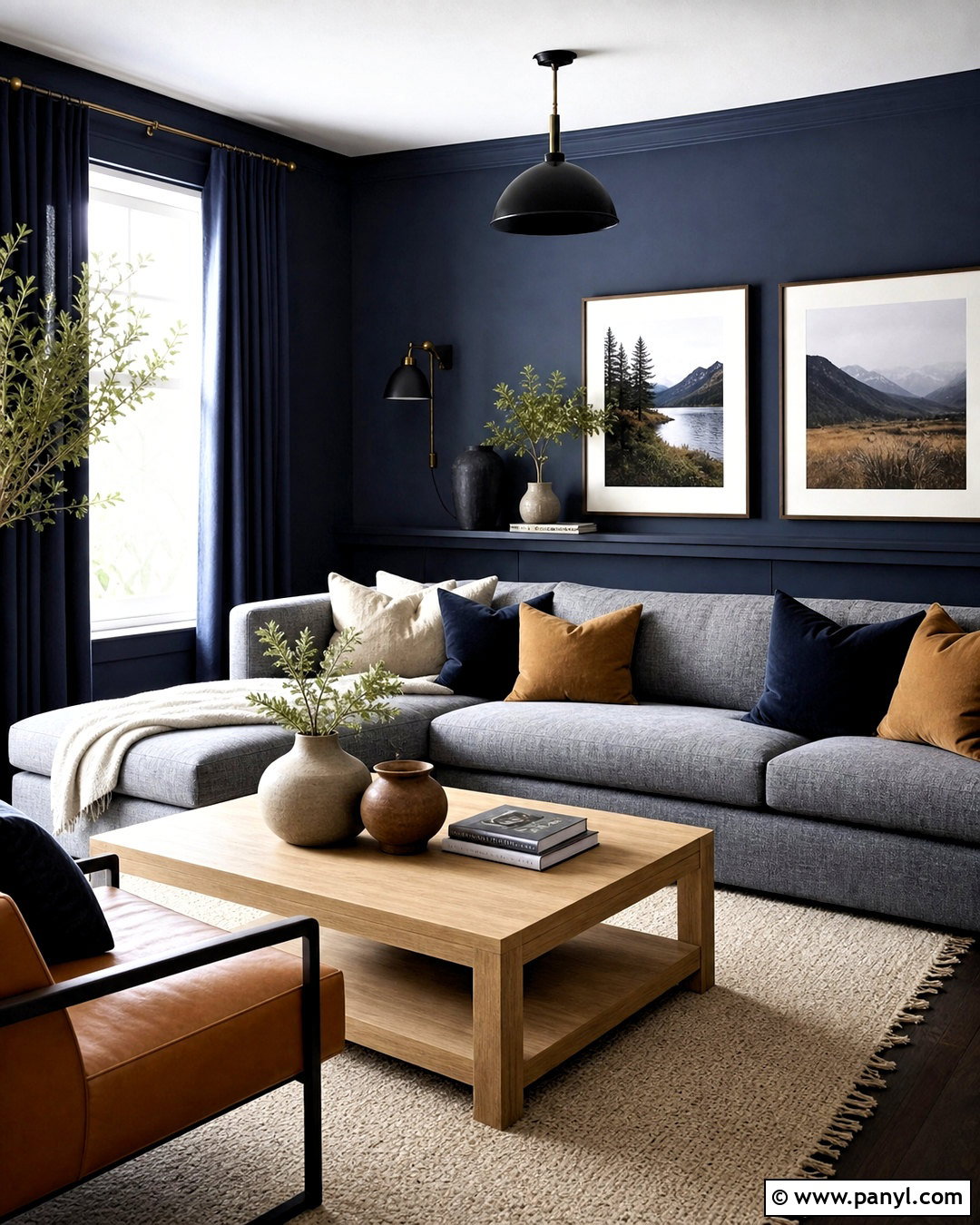 Navy Blue Living Room With Gray Sofa - 20 navy blue living room decor ideas