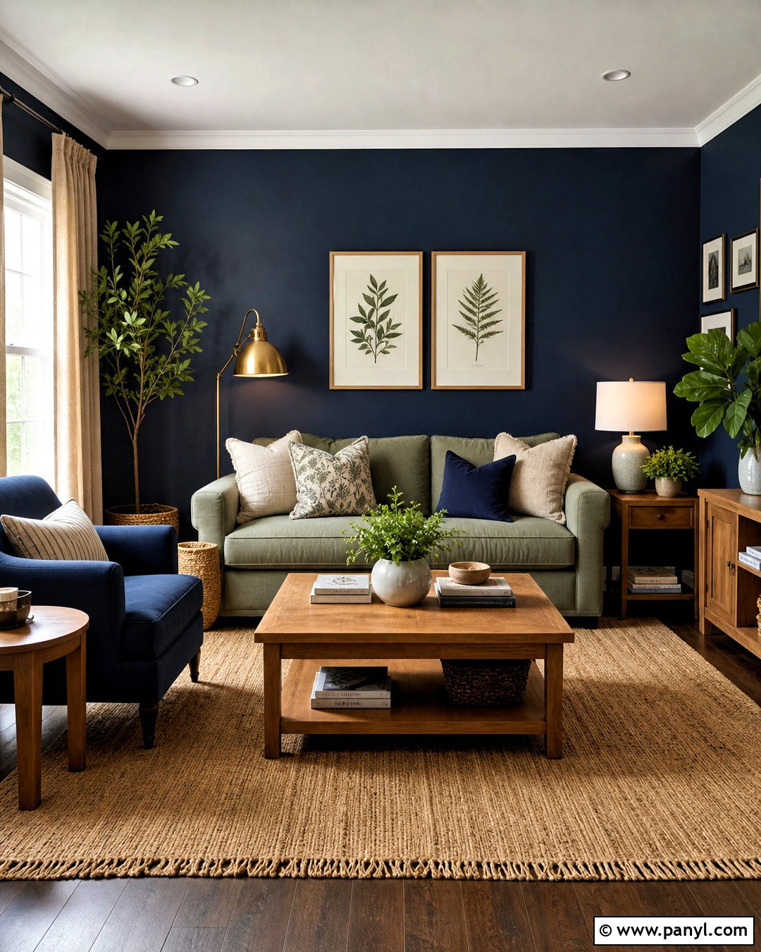 Navy Blue Living Room With Sage Green - 20 navy blue living room decor ideas