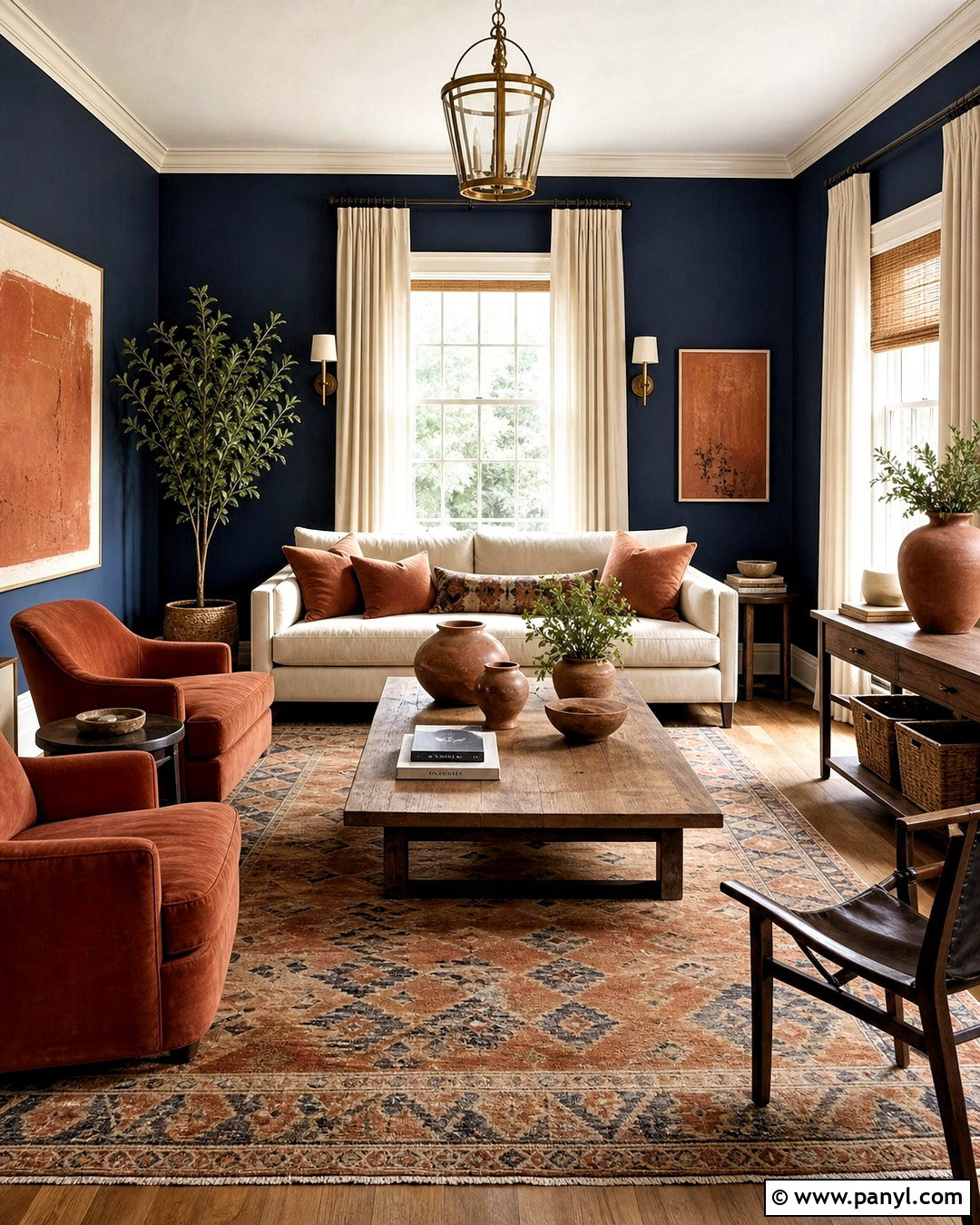 Navy Blue Living Room With Terracotta - 20 navy blue living room decor ideas