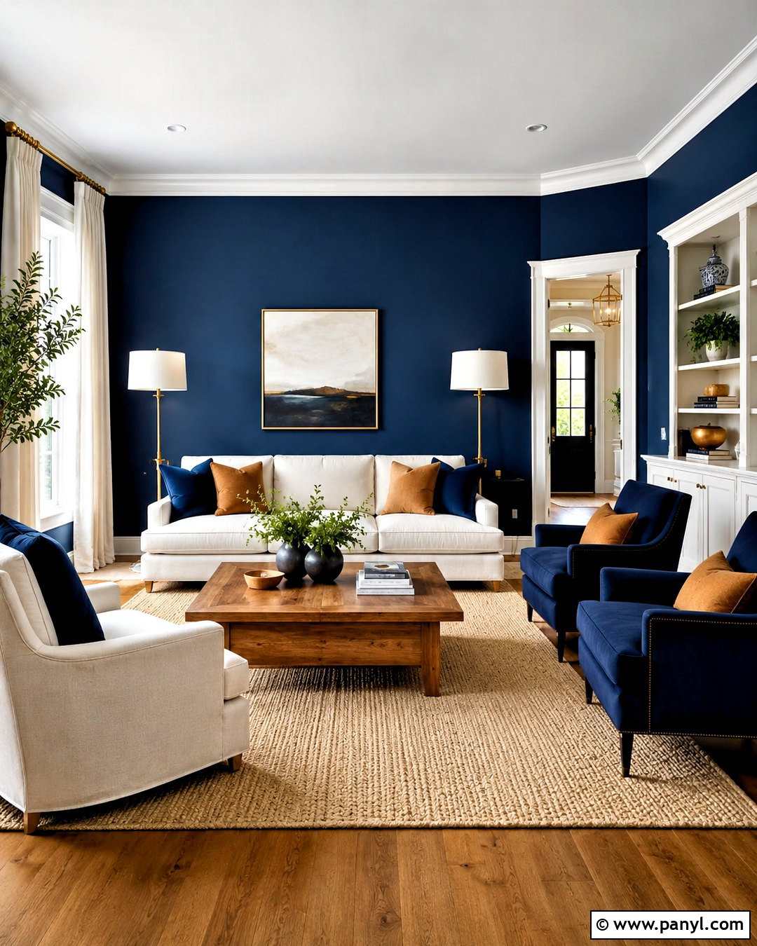Navy Blue Living Room With White Sofa - 20 navy blue interior design ideas