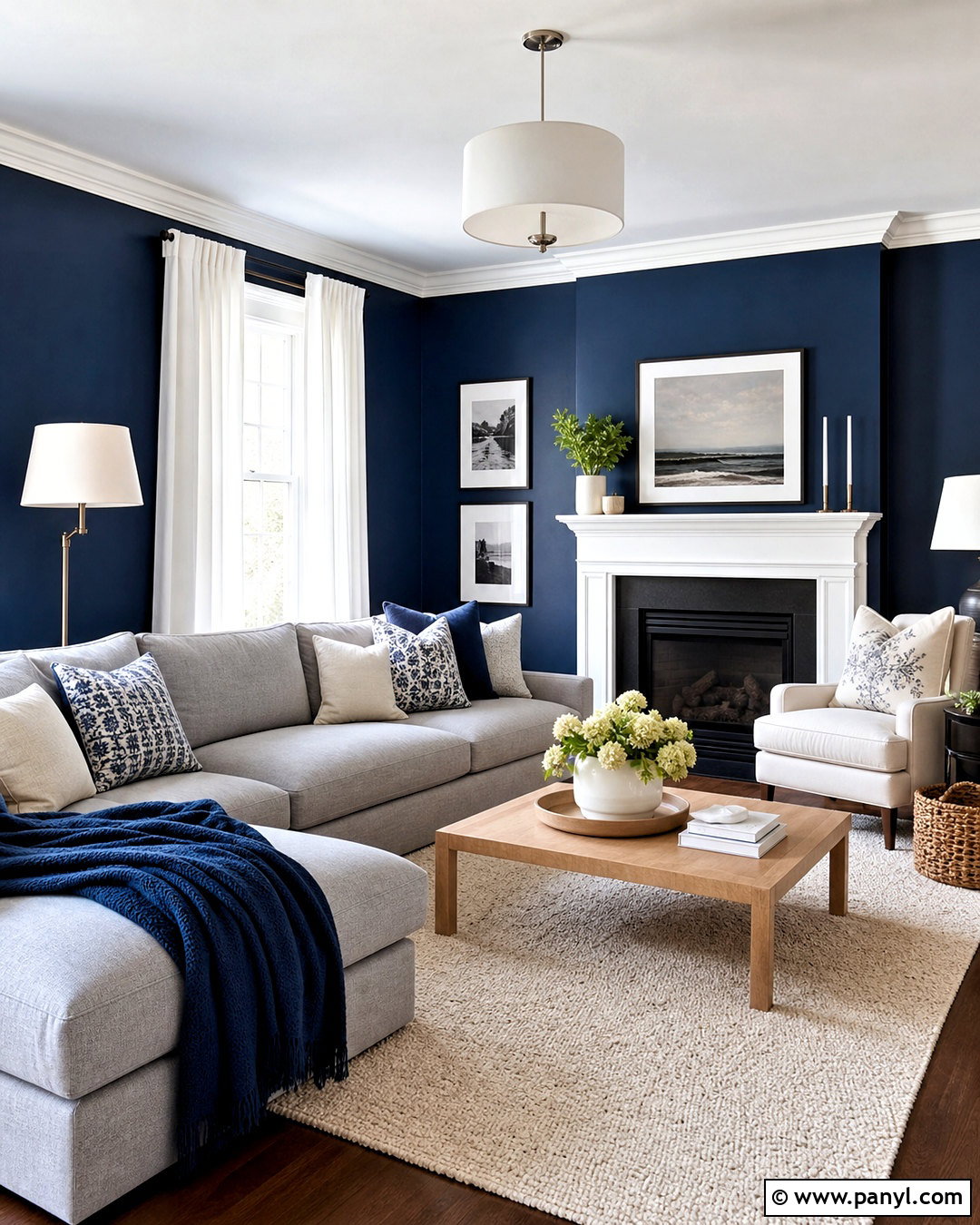 Navy Blue Living Room With White Trim - 20 navy blue living room decor ideas