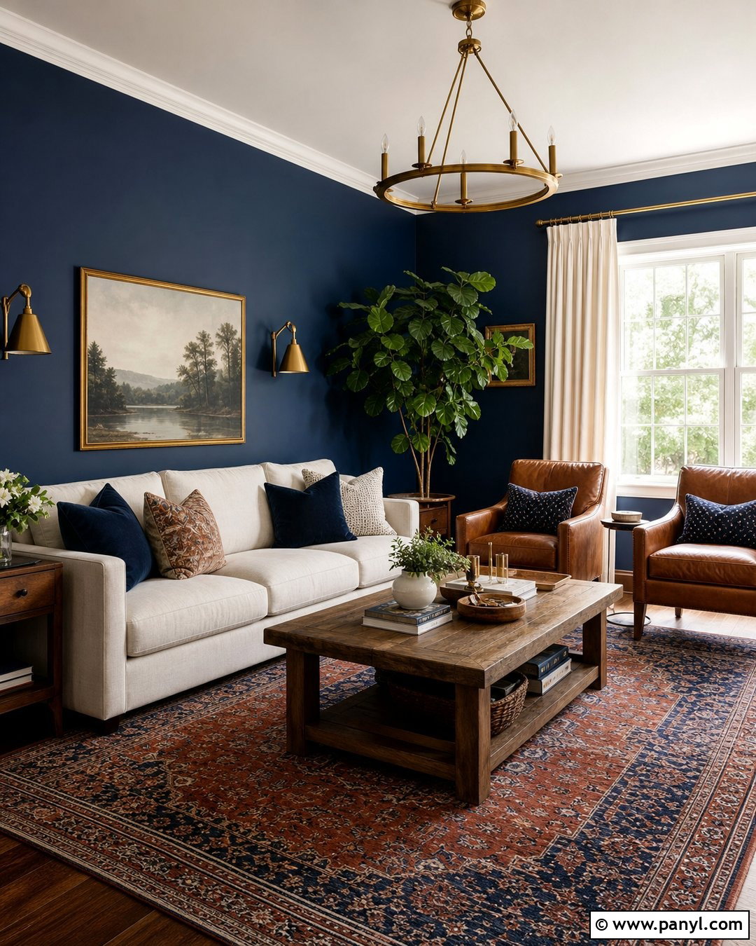 Navy Blue Living Room - 30 blue walls room ideas