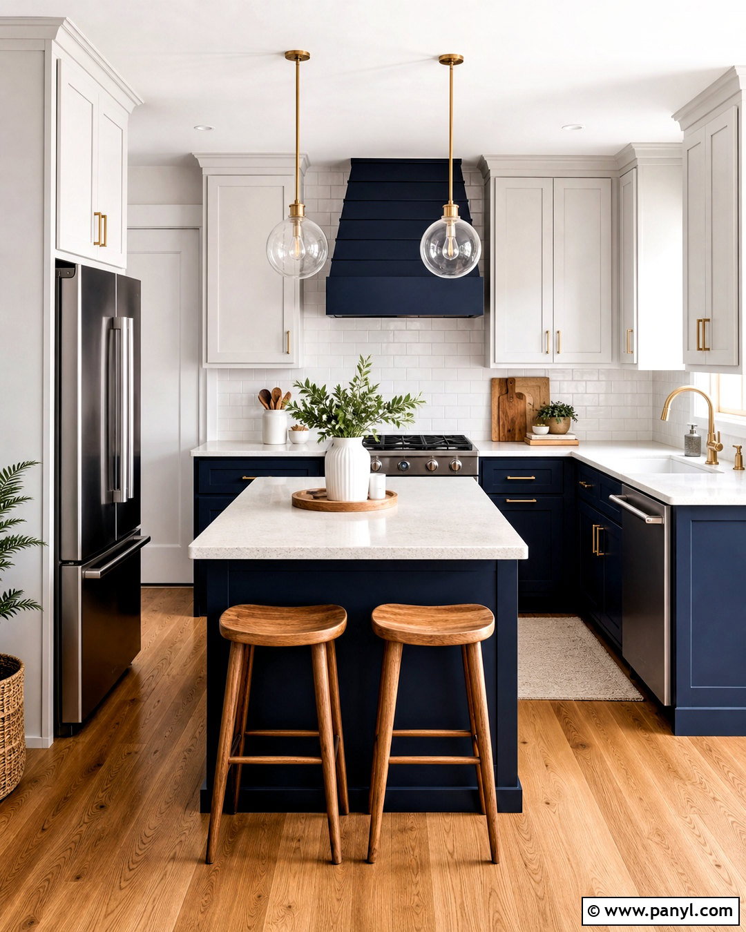 Navy Blue Lower Cabinets With White Uppers - 20 navy blue kitchen ideas