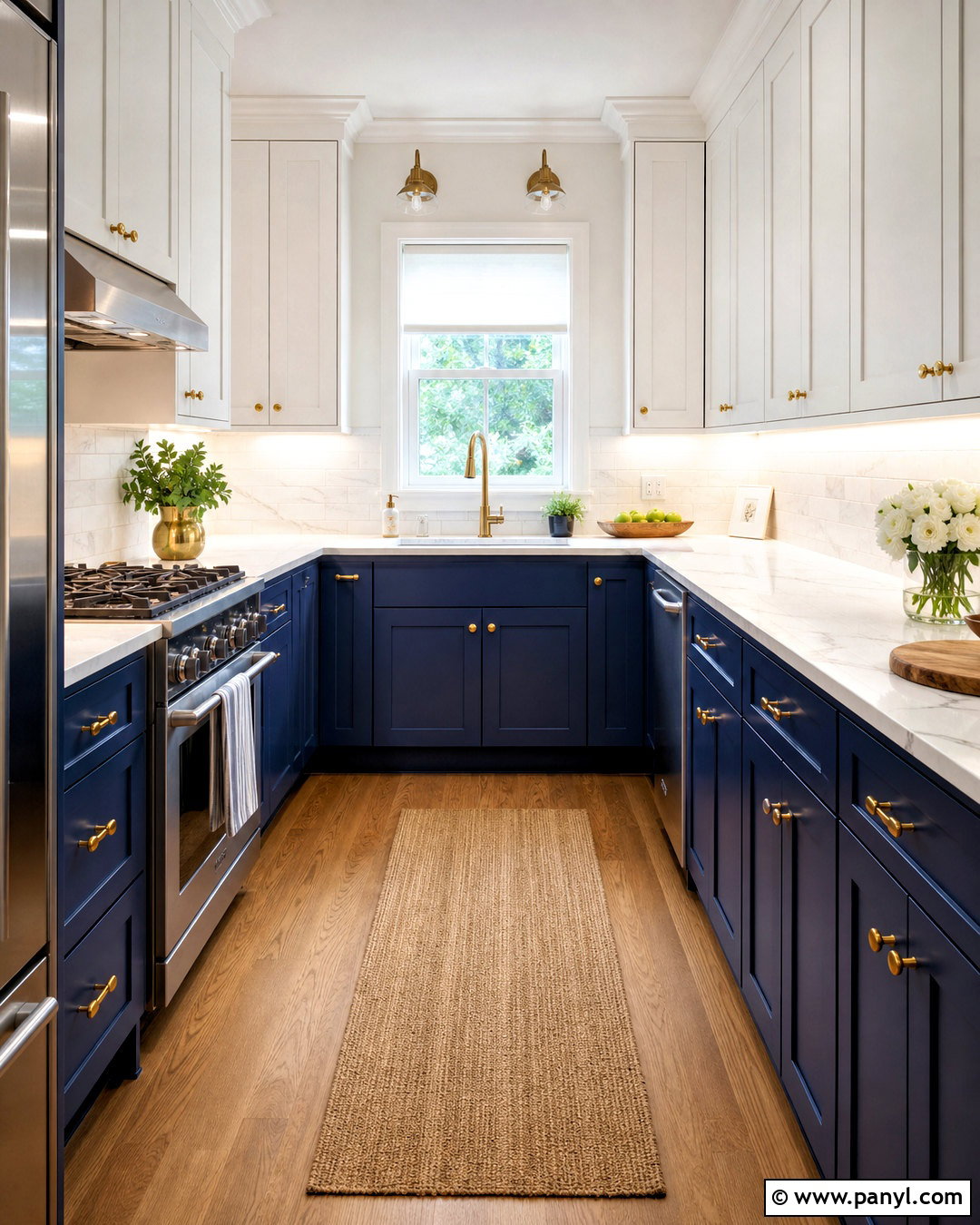 Navy Blue Lower Cabinets - 20 small blue kitchen ideas