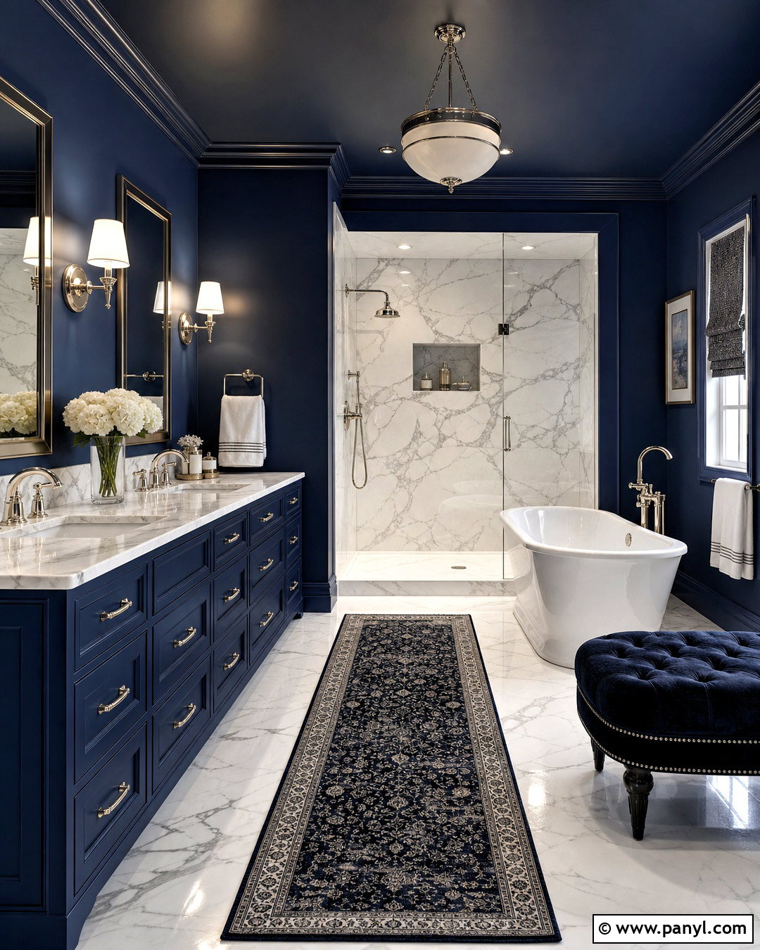 Navy Blue Marble Bathroom - 20 dark moody bathroom ideas