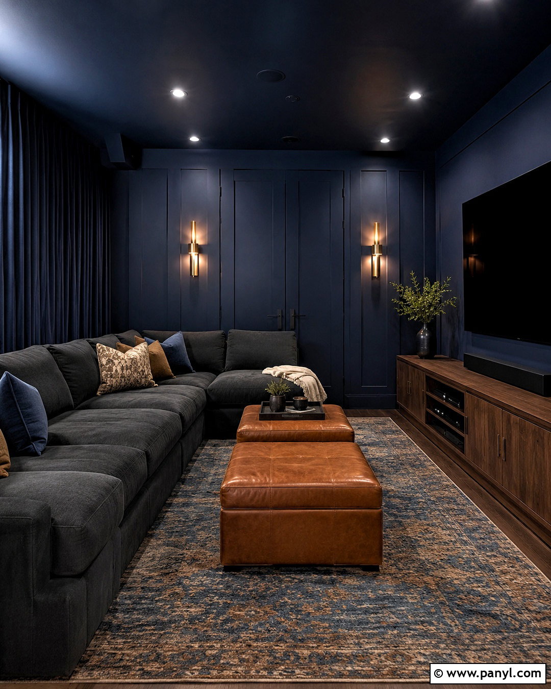 Navy Blue Media Room Walls - 20 paint interior walls