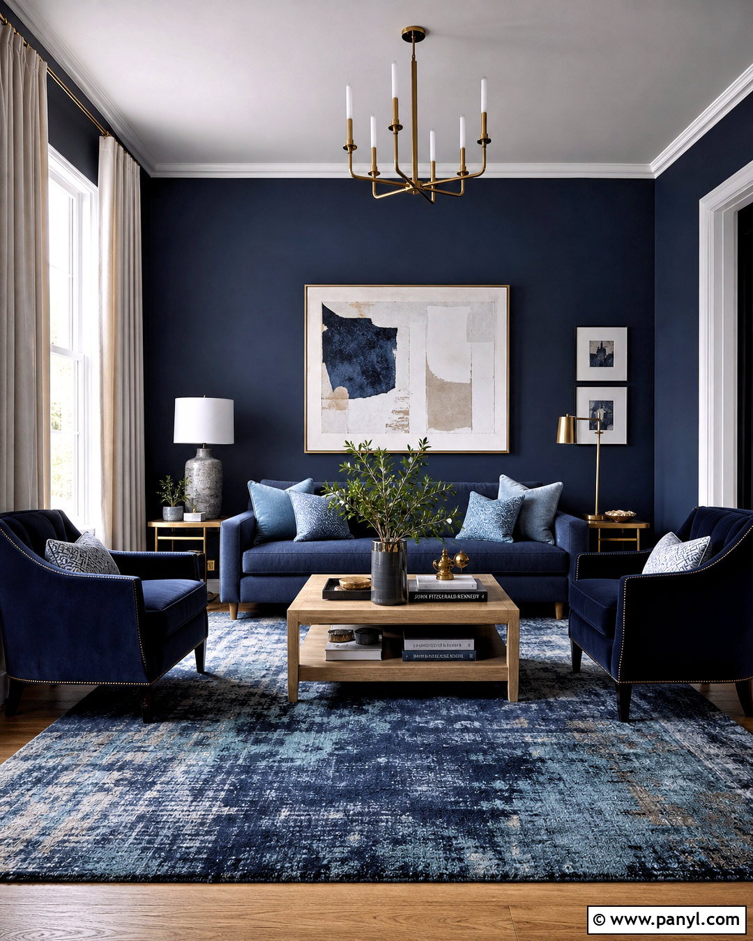 Navy Blue Monochromatic Living Room - 20 navy blue living room decor ideas