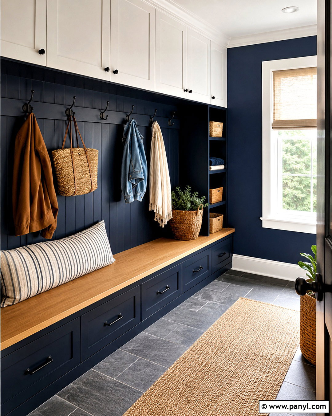 Navy Blue Mudroom Walls With Storage - 40 navy blue walls