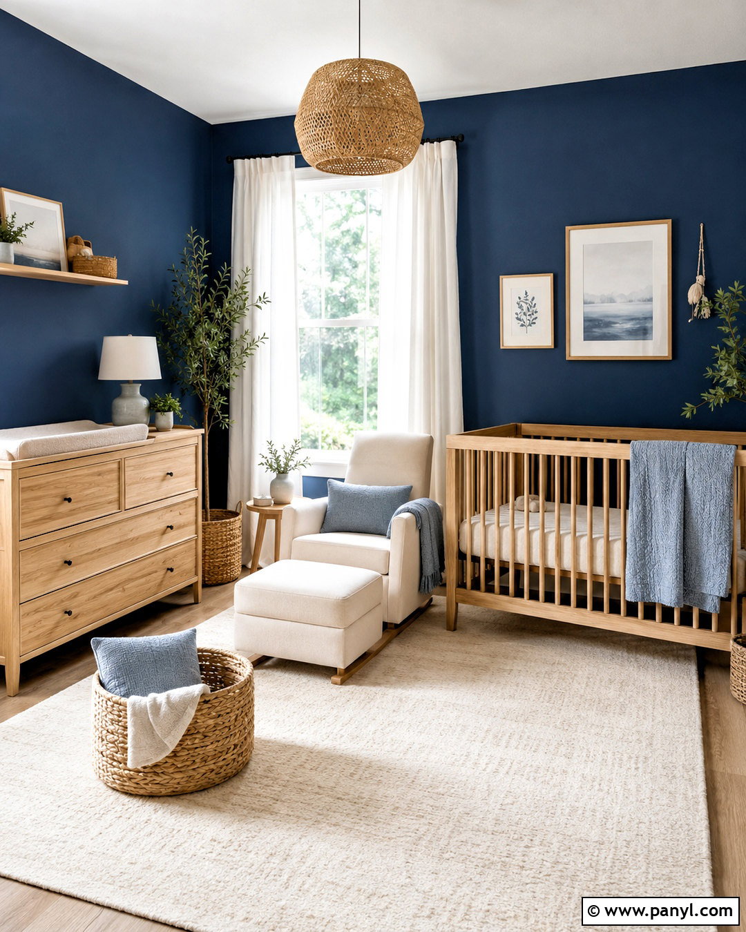 Navy Blue Nursery Walls With Natural Wood - 40 navy blue walls
